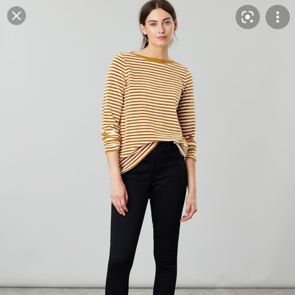 Joules top strips velour tunic sweater long sleeve women size 10